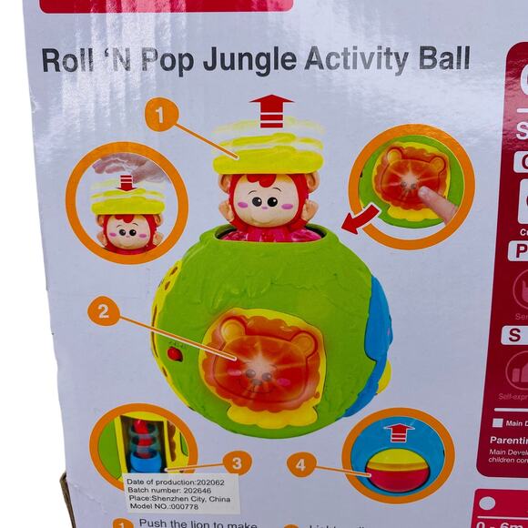 Winfun Roll 'N Pop Jungle Activity Ball 6m+ Lion Monkey Educational New - Picture 8 of 15